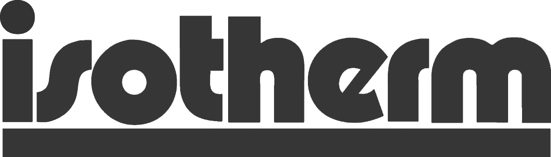 a black and white logo for isotherm on a white background .