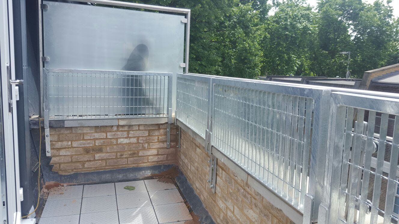 Silver roof terrace railings corner