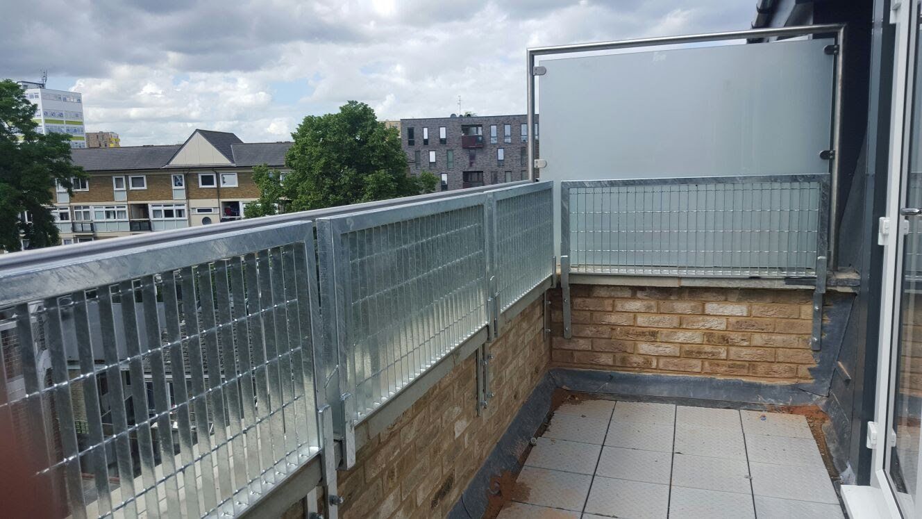 Silver roof terrace railings and barrier