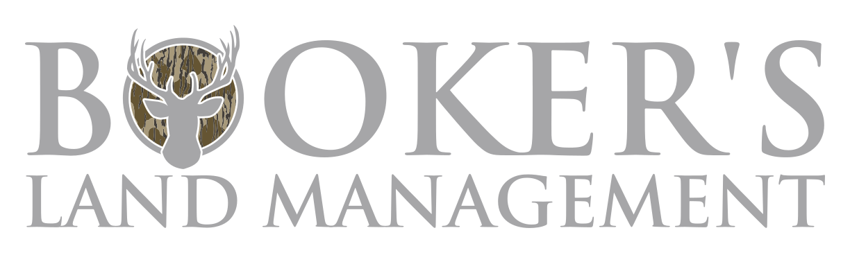 Boker&rsquo;s Land Management logo with gray text and a gold tree emblem in the center
