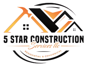 5 Star Construction Services LLC logo in black, orange, and white with a house and roof design