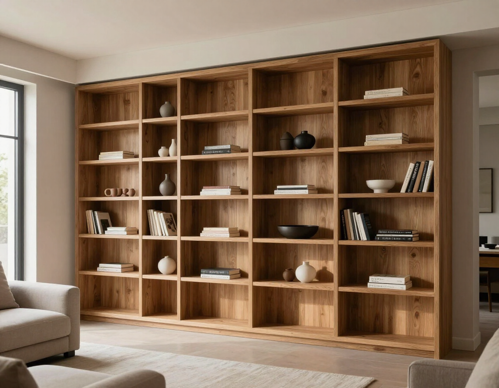 Libreria su misura in legno con parete attrezzata