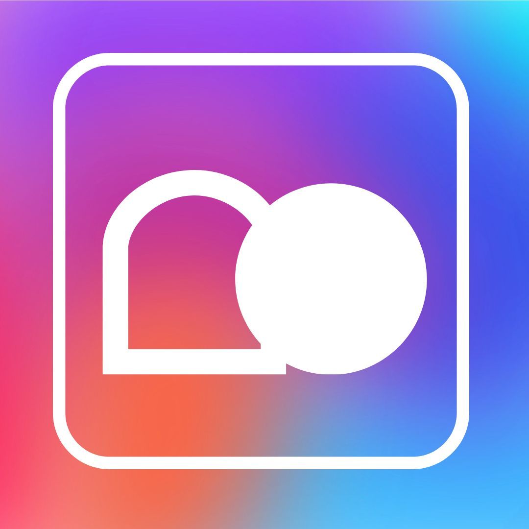 a square with a white circle inside of it on a colorful background .