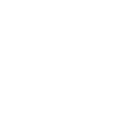 Abstract logo of a cross shape, four arms in two shades of blue with two circles.