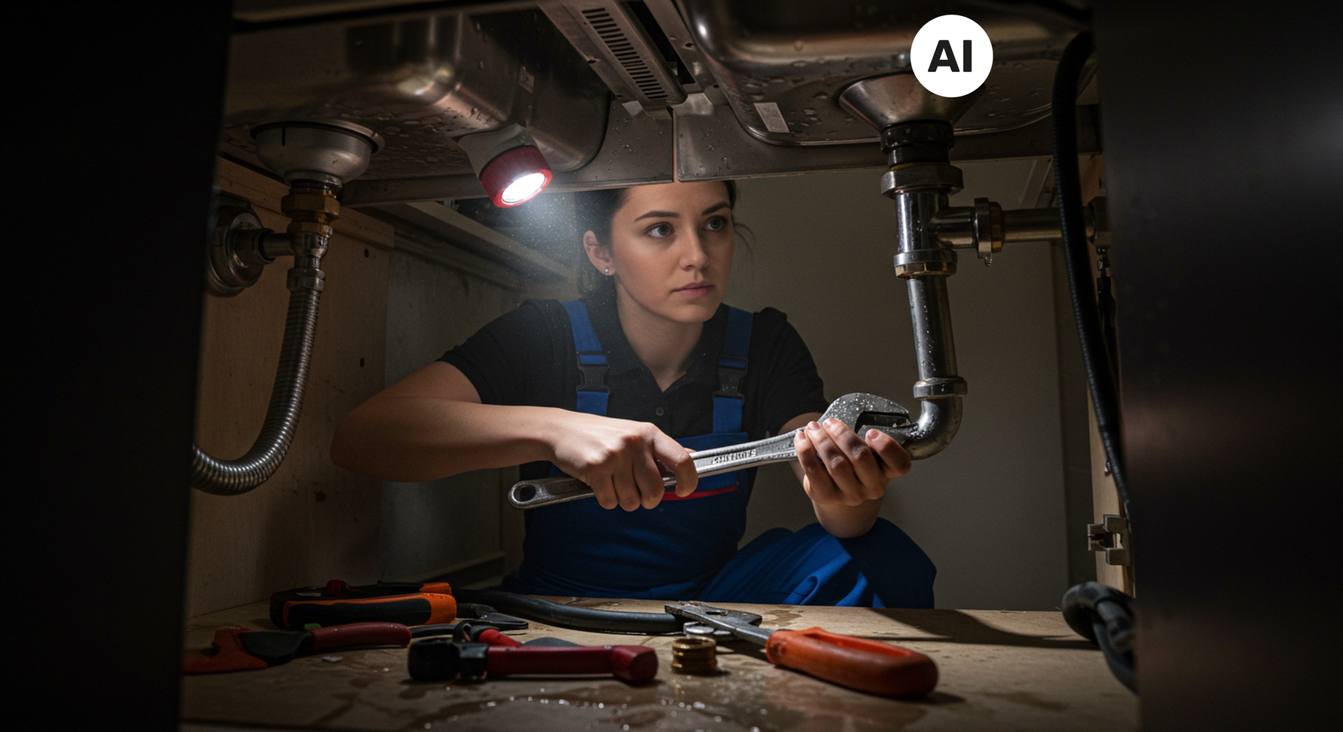 Installateurin bei der Reparatur_ Generiert mit KI