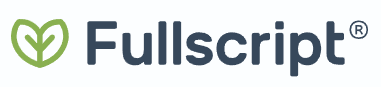 Fullscript logo with green leaf icon and dark gray wordmark on white background