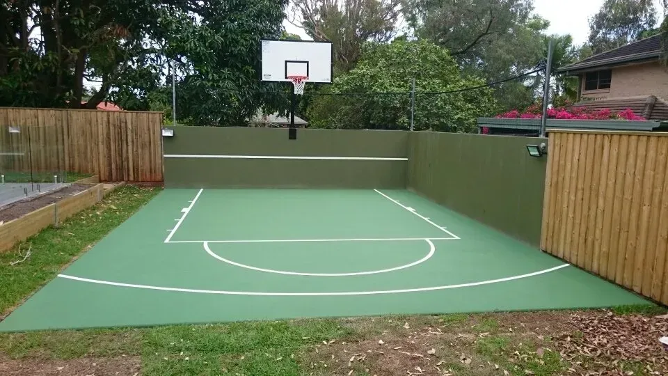 Basketball Court in a Backyard with a Fence — Queensland, Australia — Jordin Sports Constructions