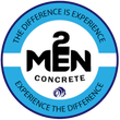 A logo for 2 men concrete that says the difference is experience