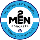 A logo for 2 men concrete that says the difference is experience