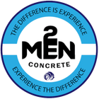 A logo for 2 men concrete that says the difference is experience