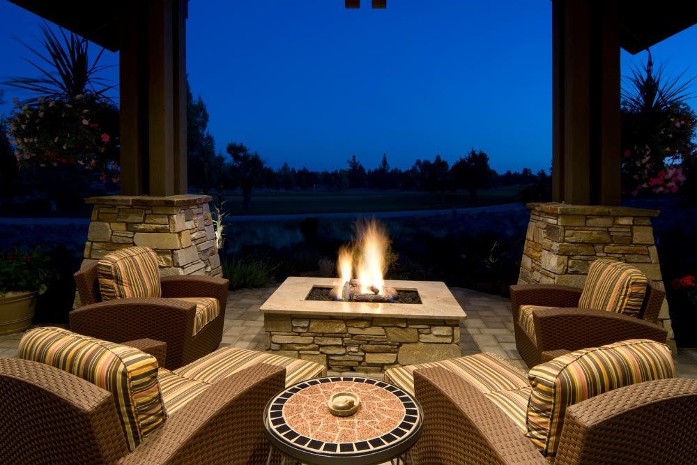 Custom Fire Pit At Night in Jacksonville, FL