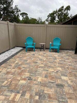 Backyard With Paver Flooring in Middleburg. FL