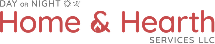 Home & Heart Services logo with red text and house icon, plus small “day or night” tagline