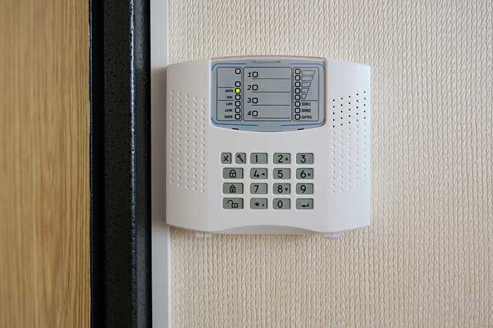 Close-up a security alarm control panel