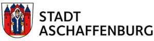 Logo der Stadt Aschaffenburg mit rot-blauem Stadtwappen und schwarzer Schrift auf weißem Hintergrund