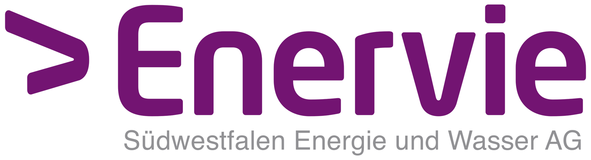 Enervie logo in purple with the tagline “Südwestfalen Energie und Wasser AG”
