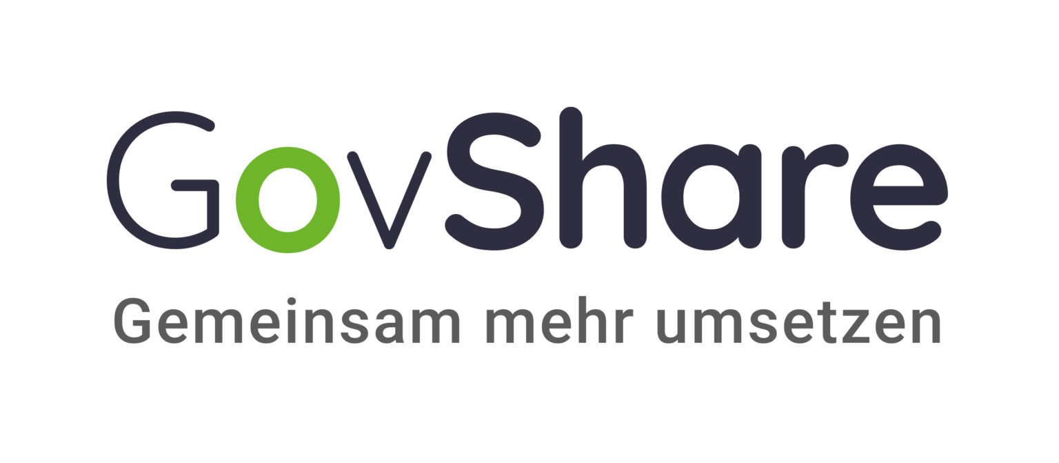 GovShare logo in black and green with the German tagline “Gemeinsam mehr umsetzen”