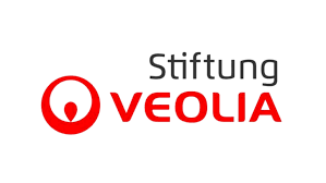 Stiftung Veolia-Logo mit rotem Kreissymbol und grau-rotem Text auf weißem Hintergrund