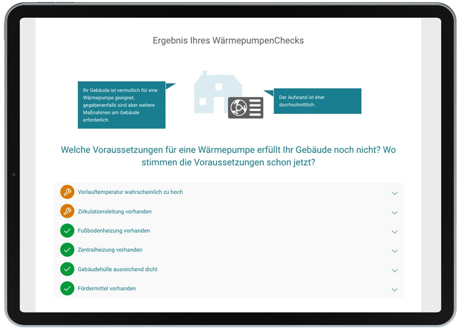 Ausschnitt aus dem WärmepumpenCheck