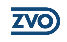 Blaues ZVO-Logo mit stilisierten Buchstaben innerhalb einer abgerundeten rechteckigen Umrandung