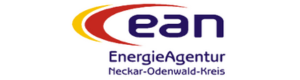 EnergieAgentur Neckar-Odenwald-Kreis logo with red and orange swoosh over blue “ean” text