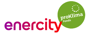 Enercity-Logo mit grünem proKlima Fonds-Kreisemblem