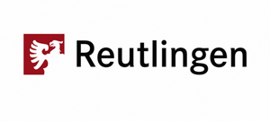 Reutlingen-Logo mit rotem heraldischem Löwensymbol und schwarzem Schriftzug auf weißem Hintergrund