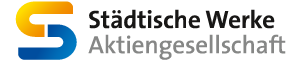 Städtische Werke Aktiengesellschaft logo with blue and orange “S” symbol and black-gray text