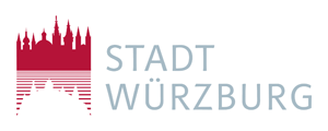 Logo der Stadt Würzburg, rotes Schlosssymbol mit grauer Schrift auf weißem Hintergrund