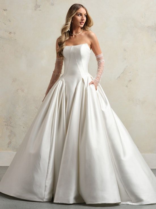 Elegant Bride in a Strapless Satin Gown With a Full Skirt — Just Formals in Winnellie, NT