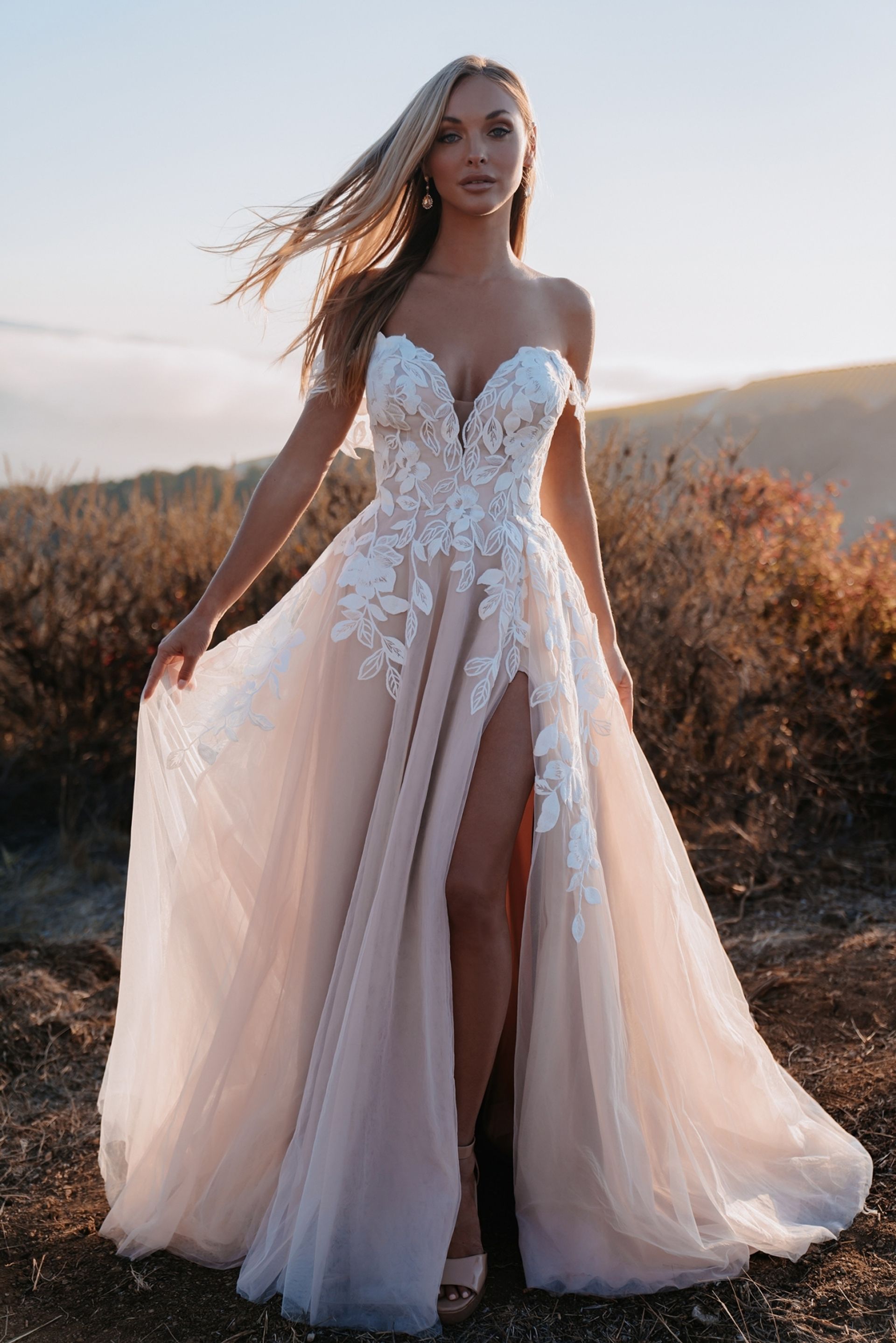A Woman in Strapless Gown With Floral Lace Details — Just Formals in Winnellie, NT