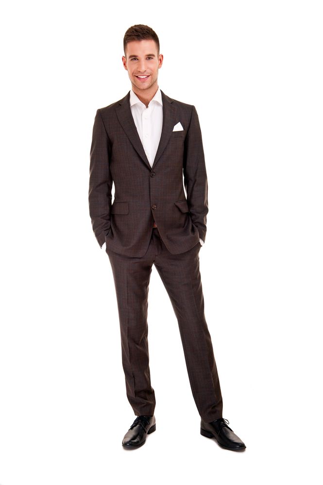 Man in Brown Suit With Hands in Pockets — Just Formals in Winnellie, NT