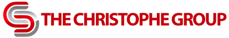 a red and white logo for The Christophe Group