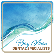 The logo for Bay Area dental specialists shows a wave in the ocean.