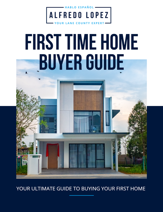 First Time Home Buyer Guide cover featuring a modern house and Alfredo Lopez branding