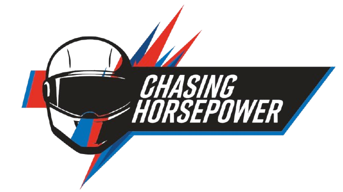 A blue and red logo for chasing horsepower