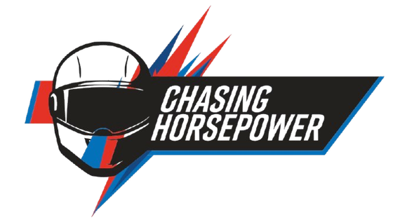 A blue and red logo for chasing horsepower