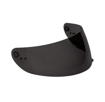 A black helmet visor on a white background