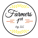 Logo for Farmers 1st Ag, LLC: a circle with yellow wheat stalks, black text, and brown horizontal lines on white.