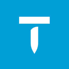 White knife icon on a blue background
