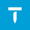 White knife icon on a blue background