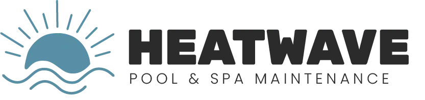 Heatwave Pool & Spa Centre logo with sun, waves, and blue-gray text