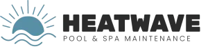 Heatwave Pool & Spa Centre logo with sun, waves, and blue-gray text