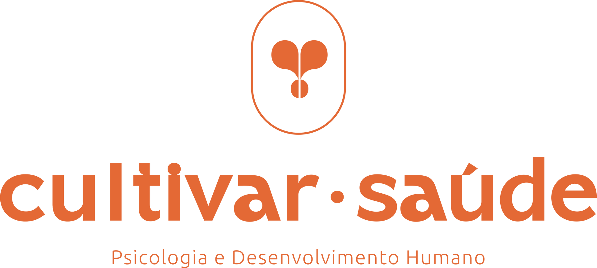 Logo da Cultivar Saúde em laranja, com ícone de planta e subtítulo “Psicologia e Desenvolvimento Humano”