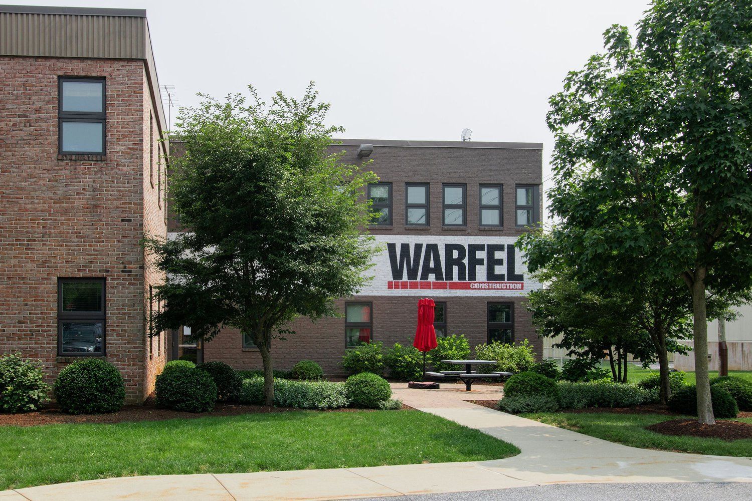 A brick office building with a