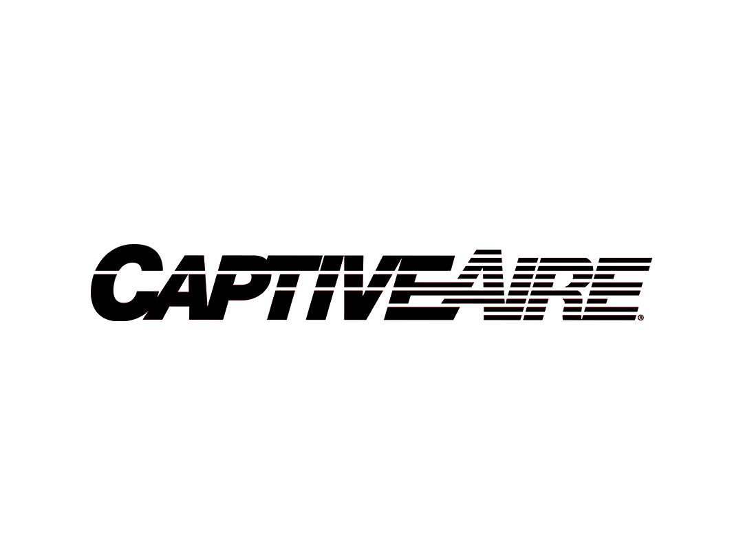 The CaptiveAire logo in black text with a stylized, horizontal line design on a white background.