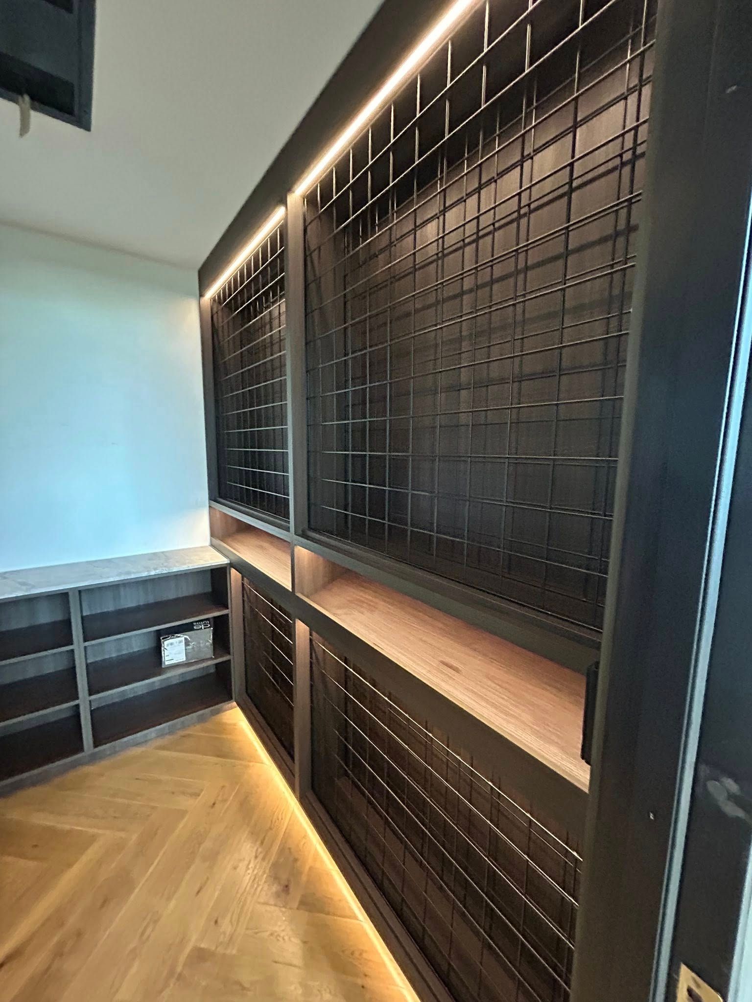 A Large Wooden Shelf Is Being Built in A Workshop — Inovative Interiors In Cardiff, NSW