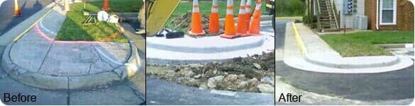 Before and After Sidewalk Repair — Norfolk, VA — Branche Industries