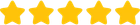 Five gold stars in a row on a white background.