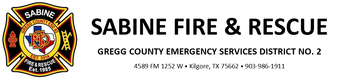 A logo for sabine fire and rescue gregg county emergency services district no. 2